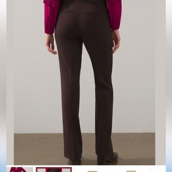 Chicos Flex Waist Modern‎ Tailored Full Length Pant Basic Cocoa Bean 2R NWT - Picture 2 of 7